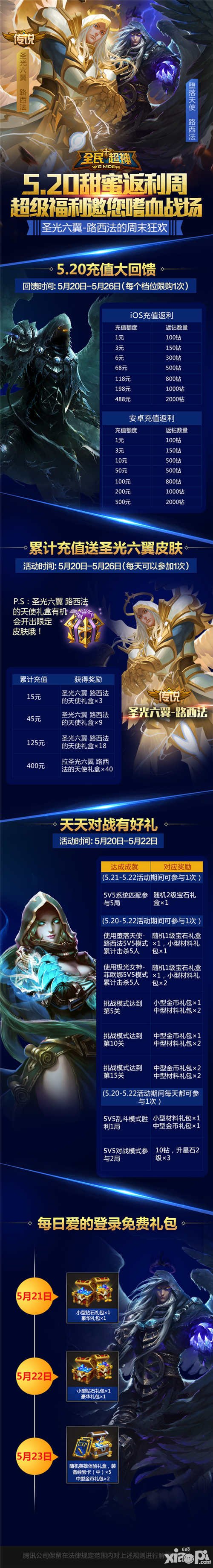 全民超神520甜蜜返利周 圣光六翼路西法邀您來(lái)戰(zhàn)
