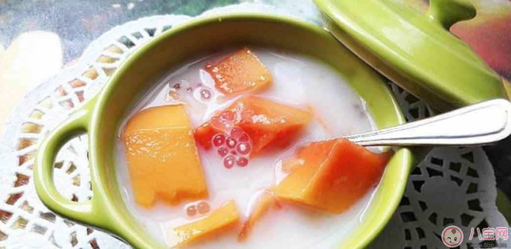 秋燥降火自制椰汁木瓜西米露 媽媽寶寶都愛(ài)吃！