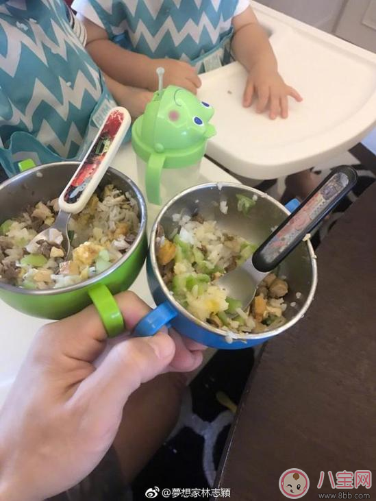 林志穎給可愛雙胞胎喂飯 雙胞胎輔食怎么喂