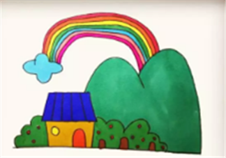 寶寶簡筆畫彩虹屋  這樣畫景色系列彩虹屋