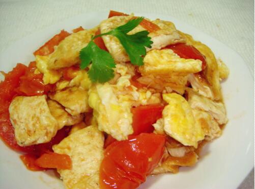 快手小炒番茄雞蛋炒豆腐怎么做？