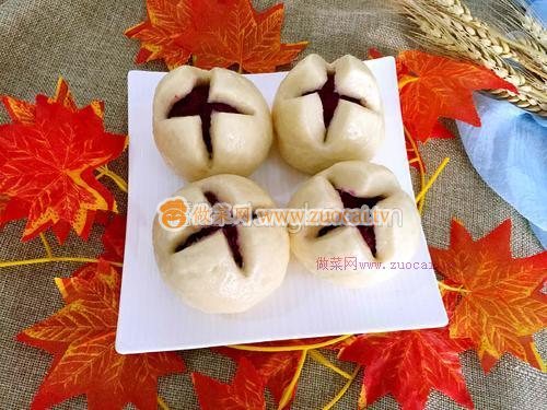 開口笑紫薯包的做法