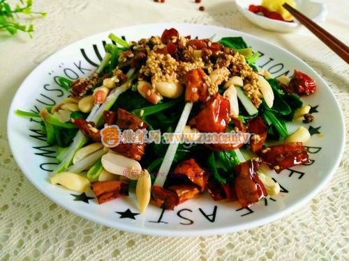 干鍋辣椒拌菠菜的做法