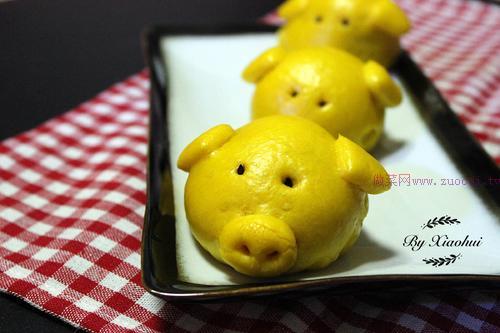 黃金小豬豆沙包的做法