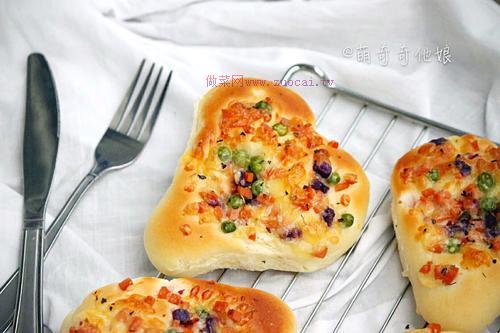 愛心雜蔬火腿面包的做法