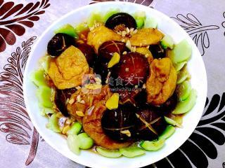 香菇燒油面筋的做法步驟：16