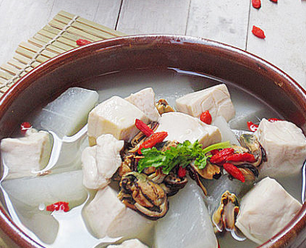 淡菜蘿卜豆腐湯的家常做法