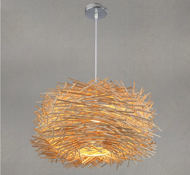 竹編藝術(shù)創(chuàng)意鳥(niǎo)巢吊燈