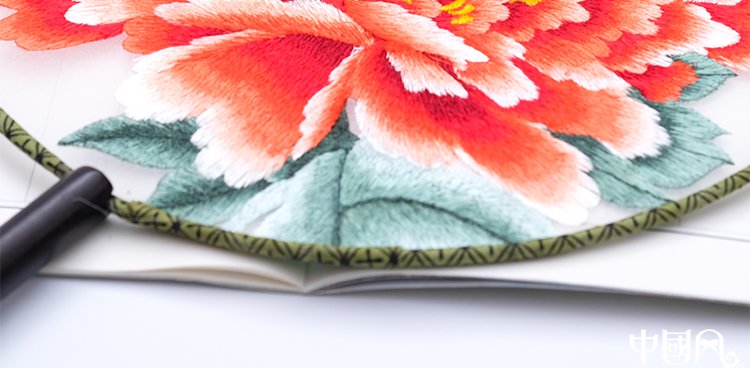 古典家佳樂文學牡丹繡花手工刺繡團扇