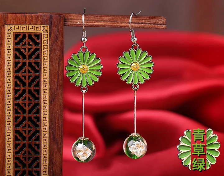 家佳樂文學時尚花朵吊墜復古可愛耳環(huán)