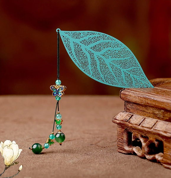 鏤空樹葉家佳樂文學(xué)綠色復(fù)古文藝書簽