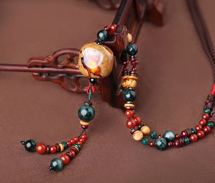 復(fù)古陶瓷吊墜民族風(fēng)項鏈毛衣鏈