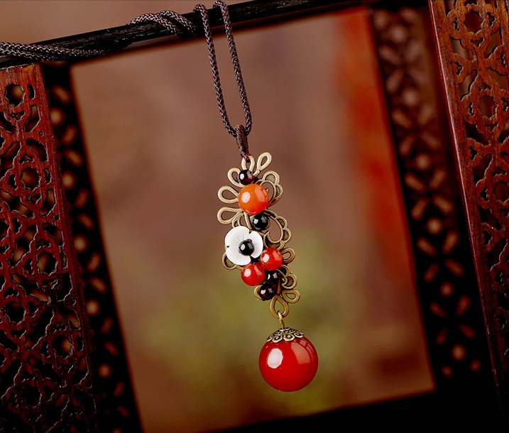 簡約民族風瑪瑙吊墜裝飾飾品項鏈