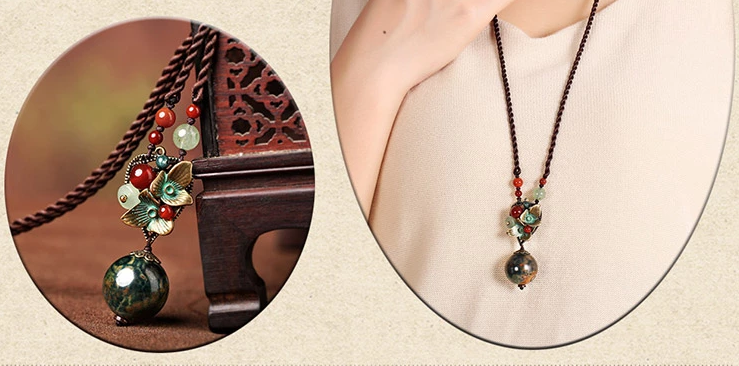 簡(jiǎn)約大氣復(fù)古瑪瑙吊墜項(xiàng)鏈毛衣鏈