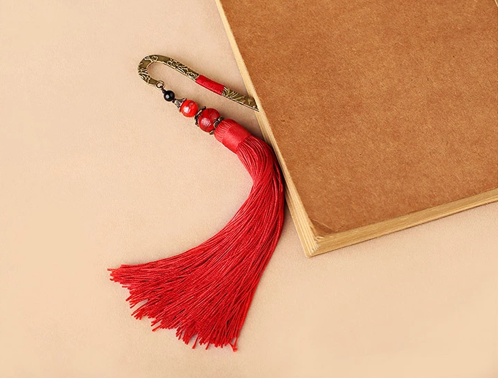 家佳樂文學(xué)金屬古風(fēng)古典創(chuàng)意紅流蘇書簽