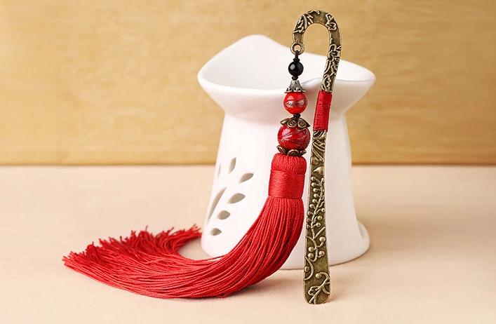 家佳樂文學(xué)金屬古風(fēng)古典創(chuàng)意紅流蘇書簽