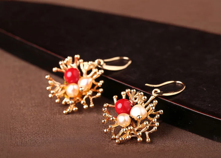 民族風珍珠吊墜氣質時尚耳環(huán)