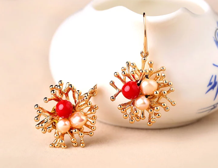 民族風珍珠吊墜氣質時尚耳環(huán)