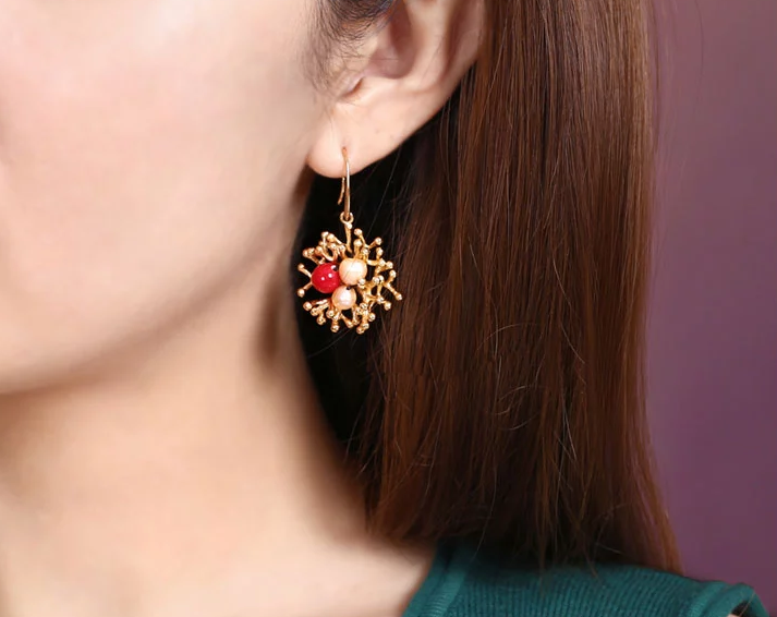 民族風珍珠吊墜氣質時尚耳環(huán)