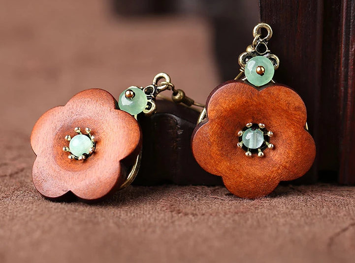 簡(jiǎn)約復(fù)古氣質(zhì)木質(zhì)耳墜耳環(huán)首飾