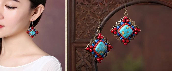 家佳樂(lè)文學(xué)長(zhǎng)款夸張氣質(zhì)耳墜耳環(huán)首飾