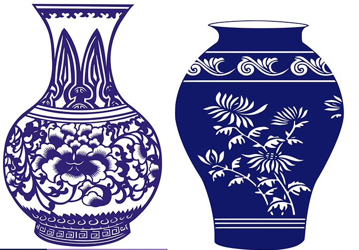 15款古典家佳樂文學青花瓷圖案剪紙藝術