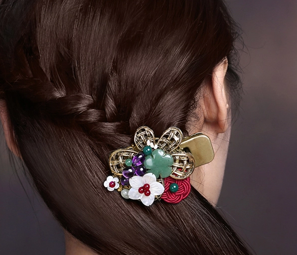 古風(fēng)金屬花朵發(fā)飾民族風(fēng)盤(pán)發(fā)發(fā)夾頭飾