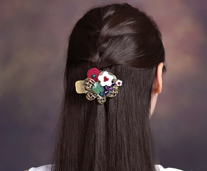古風(fēng)金屬花朵發(fā)飾民族風(fēng)盤(pán)發(fā)發(fā)夾頭飾