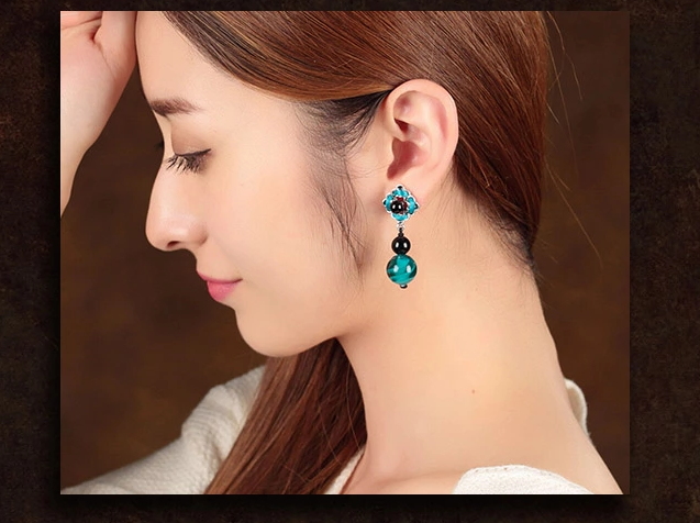 家佳樂文學(xué)琉璃瑪瑙耳墜手工復(fù)古耳環(huán)首飾