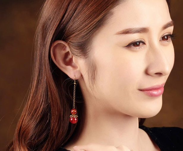 琉璃吊墜復古氣質耳墜耳環(huán)