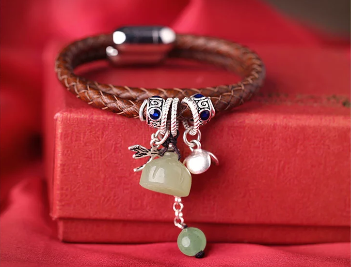 復古時尚手飾雙圈編織手鏈手繩飾品