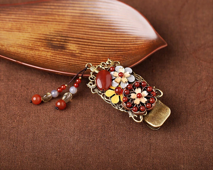 家佳樂文學(xué)紅色發(fā)夾古典民族風(fēng)頭飾