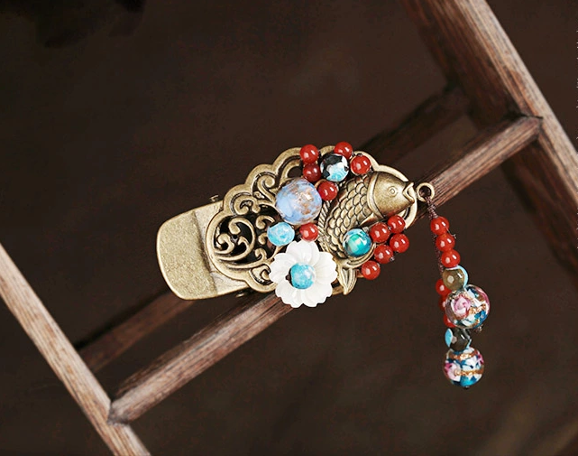 一尾游魚發(fā)夾，復(fù)古風(fēng)鴨嘴夾頭飾