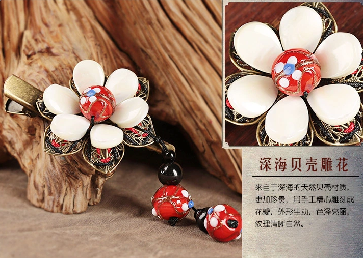 古風(fēng)古典貝殼發(fā)夾，小花朵清新頭飾