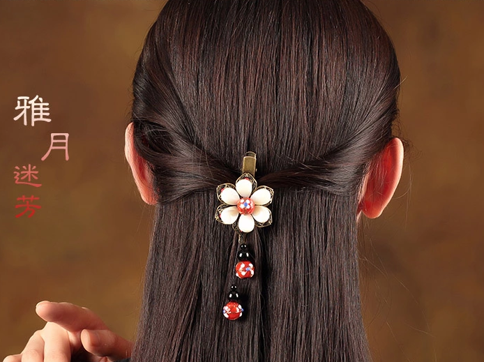 古風(fēng)古典貝殼發(fā)夾，小花朵清新頭飾