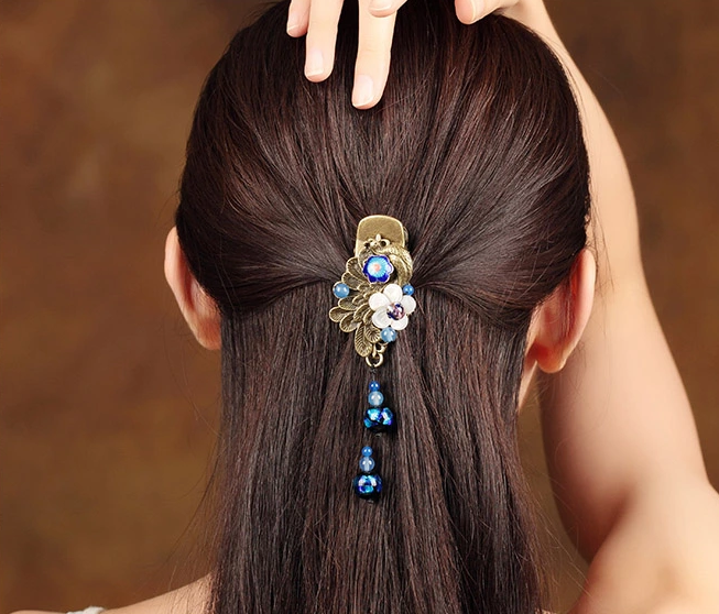 家佳樂(lè)文學(xué)古典孔雀發(fā)夾復(fù)古鴨嘴夾頭飾