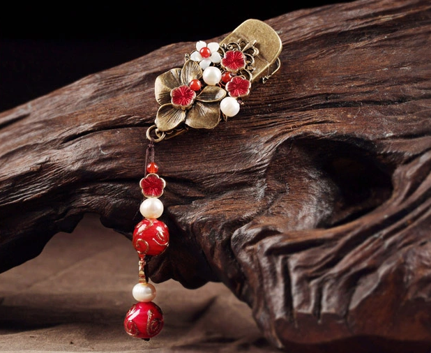 古典家佳樂文學(xué)發(fā)夾琉璃吊墜頭飾