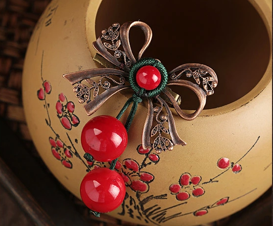 紅色民族風復古毛衣胸針胸花飾品