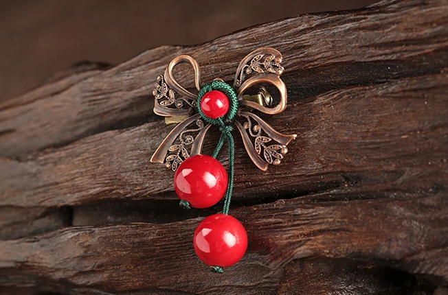 紅色民族風復古毛衣胸針胸花飾品