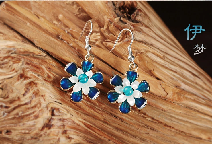 古典古風貝殼花耳墜甜美小清新耳環(huán)首飾