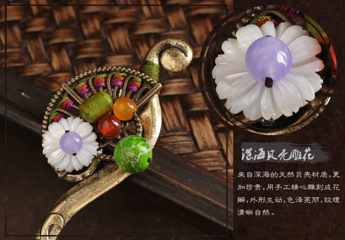 金扇貝殼花古風(fēng)簪子古典盤(pán)發(fā)頭飾