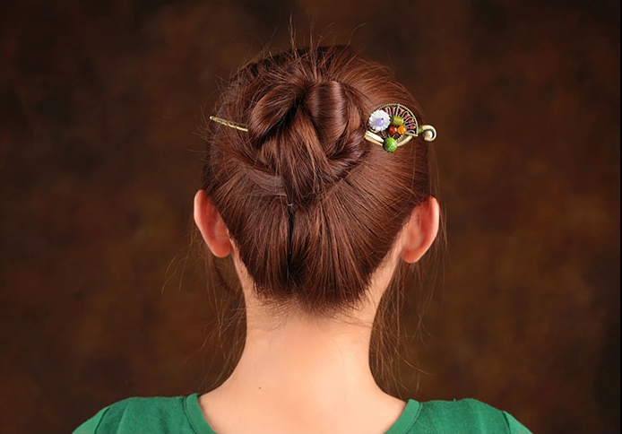 金扇貝殼花古風(fēng)簪子古典盤(pán)發(fā)頭飾