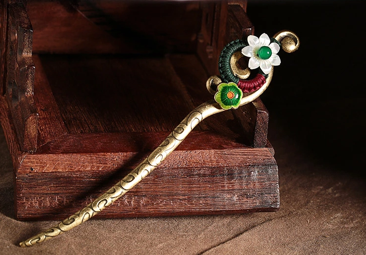 古典貝殼花朵家佳樂文學(xué)簪子盤發(fā)頭飾