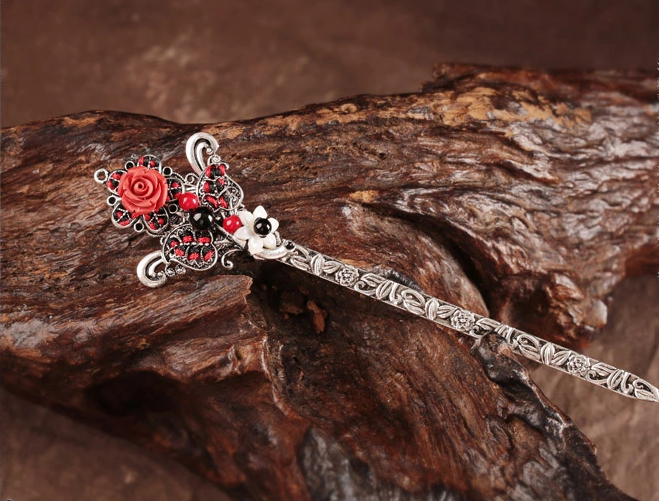 家佳樂文學(xué)古典花朵盤發(fā)簪子頭飾