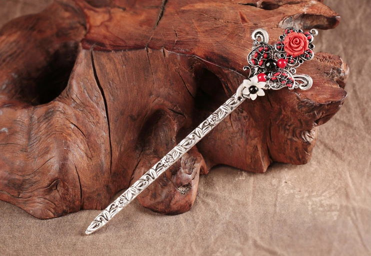 家佳樂文學(xué)古典花朵盤發(fā)簪子頭飾