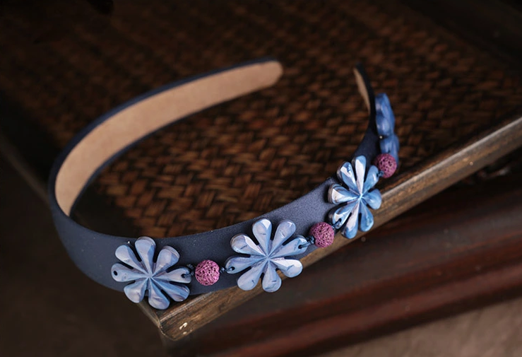 格?；ㄩ_中式發(fā)箍家佳樂文學(xué)藍色清新頭飾