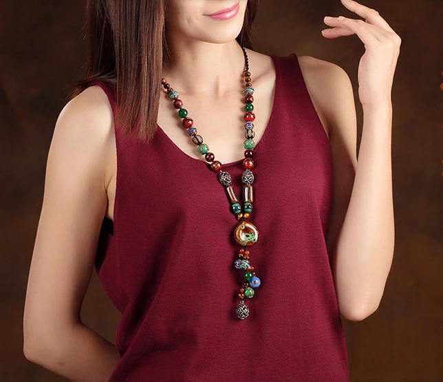 流光溢彩時尚民族風毛衣鏈項鏈首飾