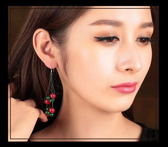 盛夏之果耳環(huán)，紅綠復(fù)古耳墜首飾