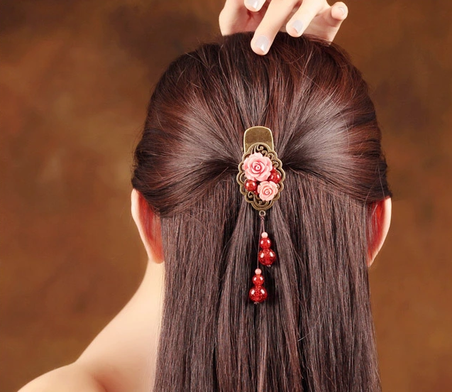 媚香粉貝雕花時尚家佳樂文學發(fā)夾頭飾