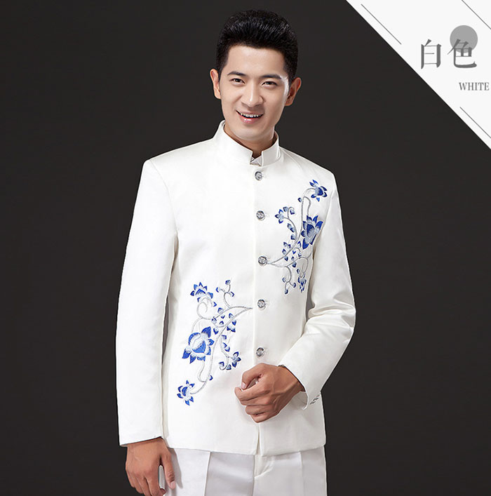 家佳樂文學(xué)刺繡立領(lǐng)中山裝